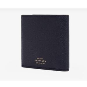 Nwot Smythson Of Bond Street 6 Card Slot Bifold Wallet in Panama Black